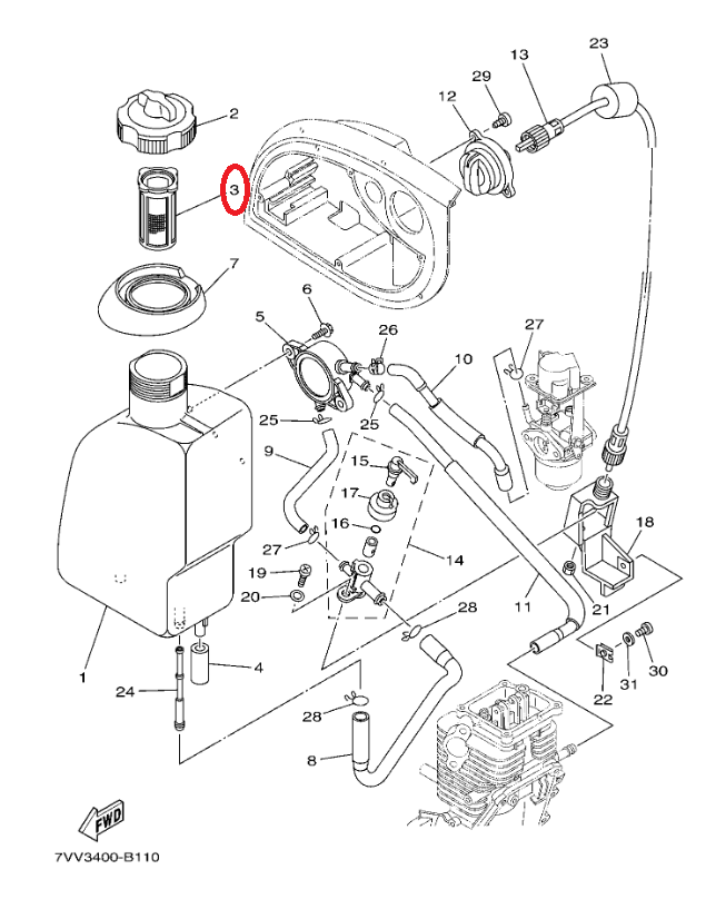 Yamaha Power Generator Fuel Filter 7VV241670000